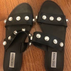 Steve Madden Black Jessy Jewled Sandals